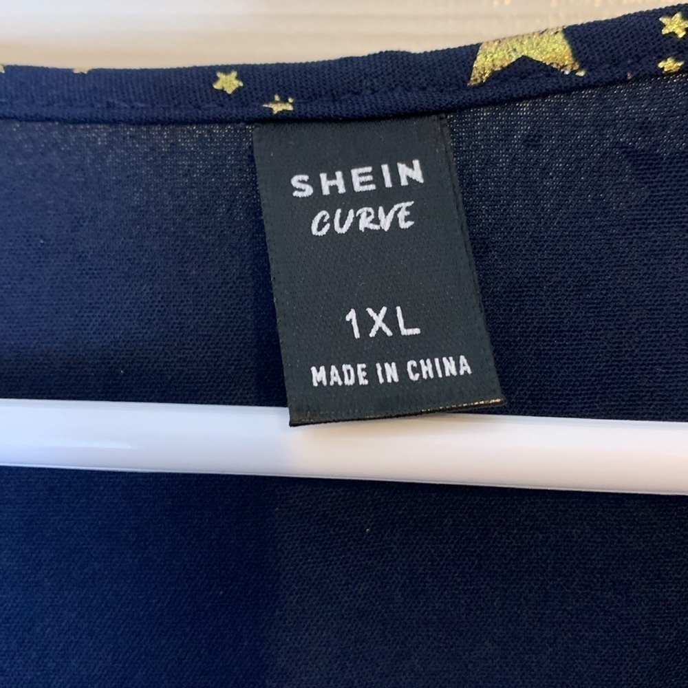 SHEIN navy blue with gold stars faux wrap dress size 1XL - Picture 4 of 7
